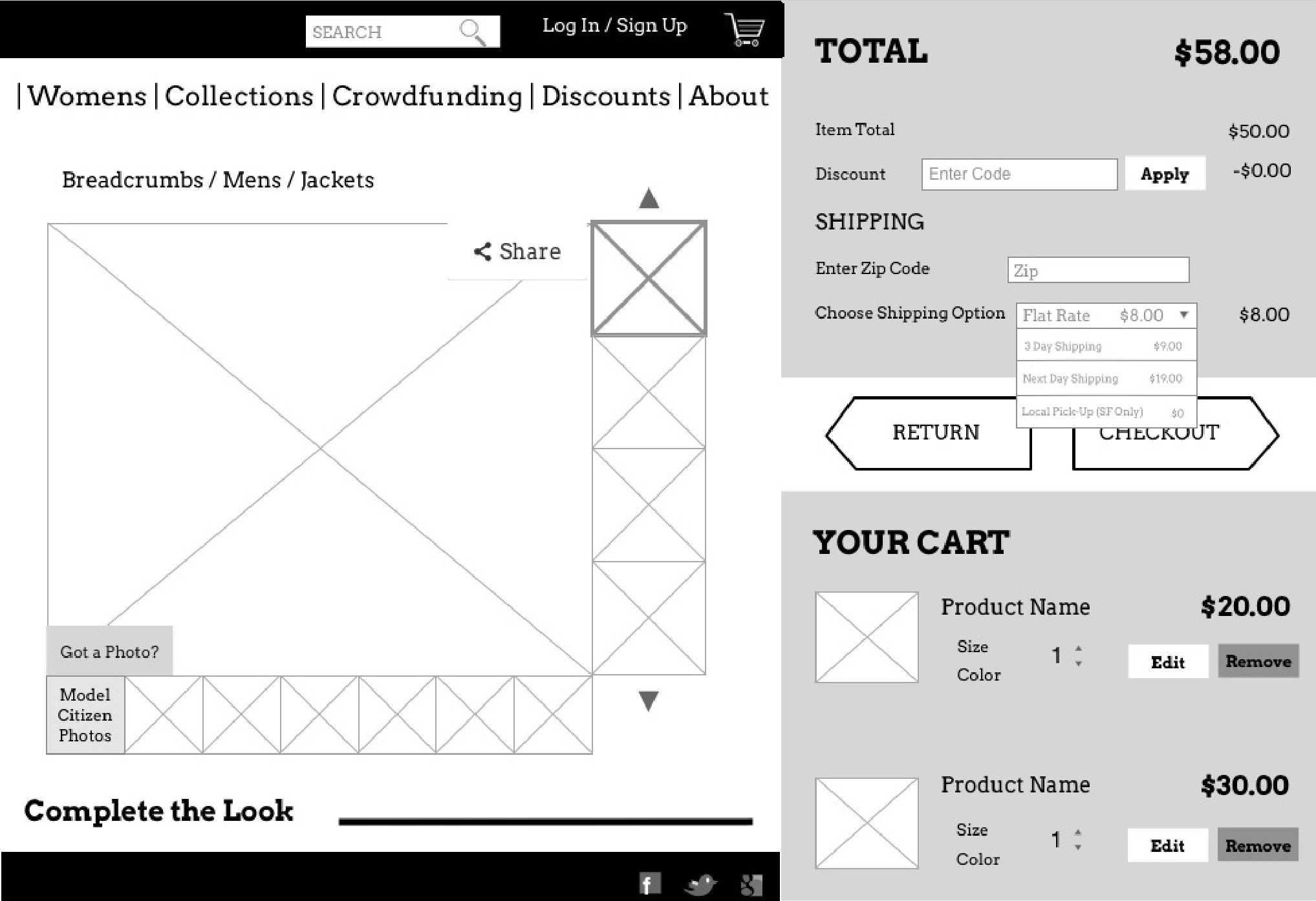 Cart Slide out with drop down shipping-01